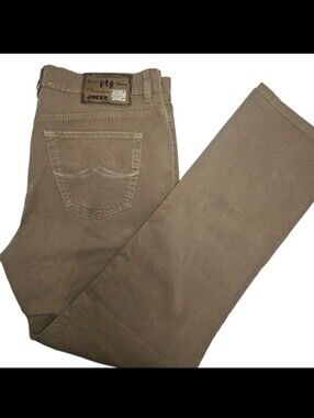 Joker Harlem Walker Pants 38x32 Brown Cotton Gabardine Straight Leg Germany